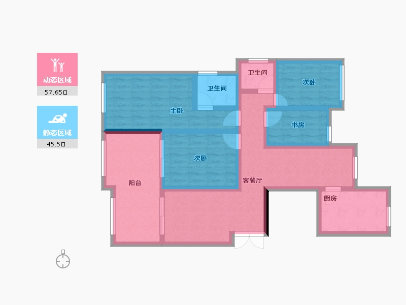 福建省-南平市-中桥名都-90.09-户型库-动静分区