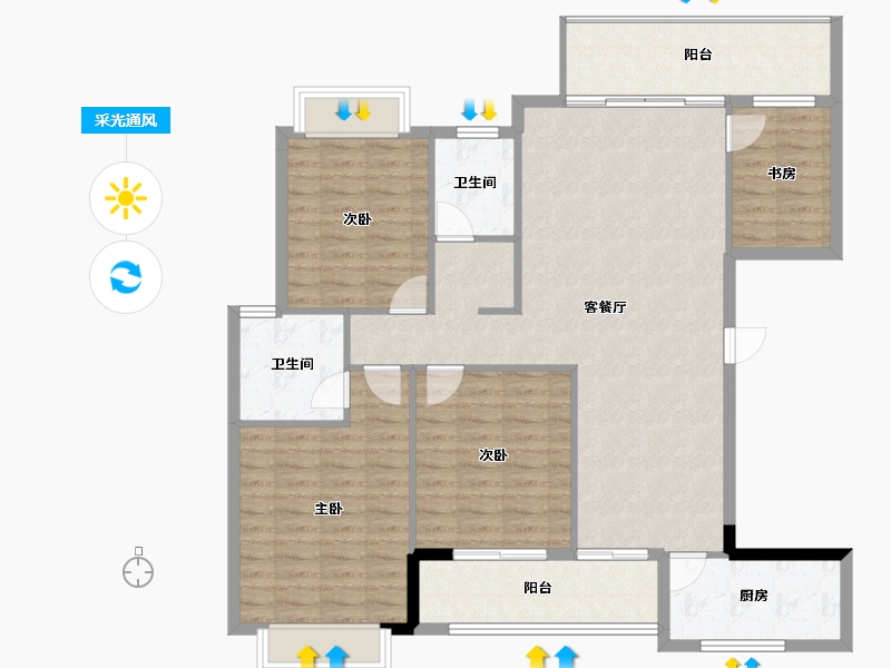 福建省-南平市-新城中心·澜庭-121.43-户型库-采光通风