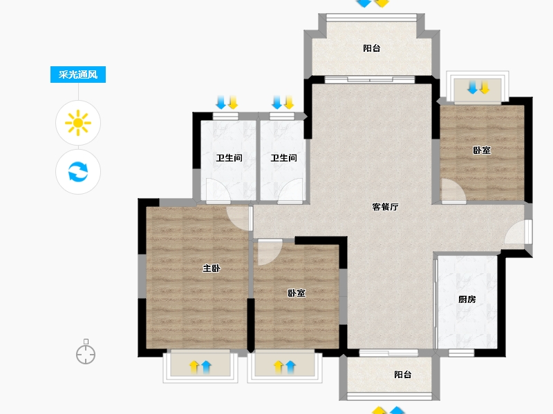 广东省-东莞市-丰华珑远翠珑湾-92.80-户型库-采光通风