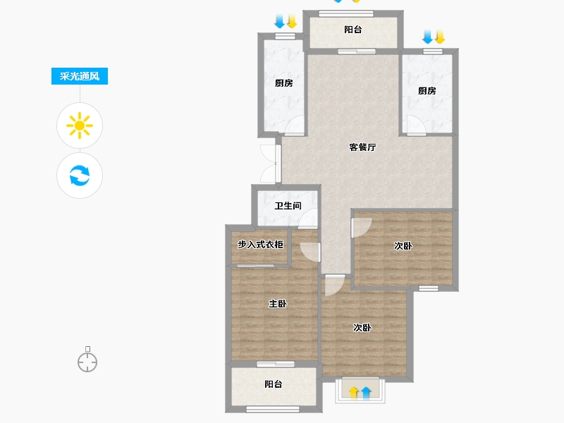 湖北省-荆门市-凯凌·香格里拉三期-101.10-户型库-采光通风