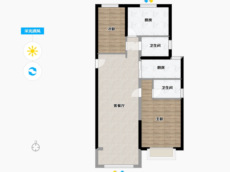 山西省-太原市-碧桂园玖玺台-95.00-户型库-采光通风