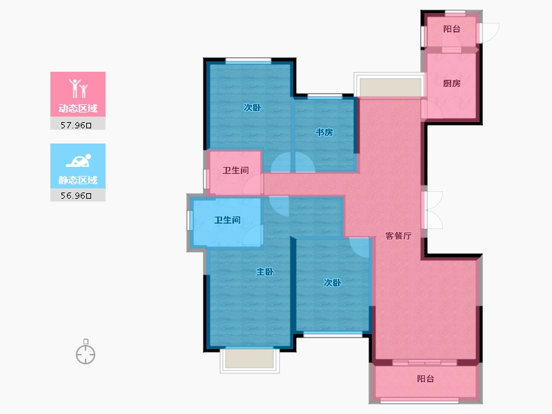 河南省-信阳市-日出东方卓悦-102.75-户型库-动静分区