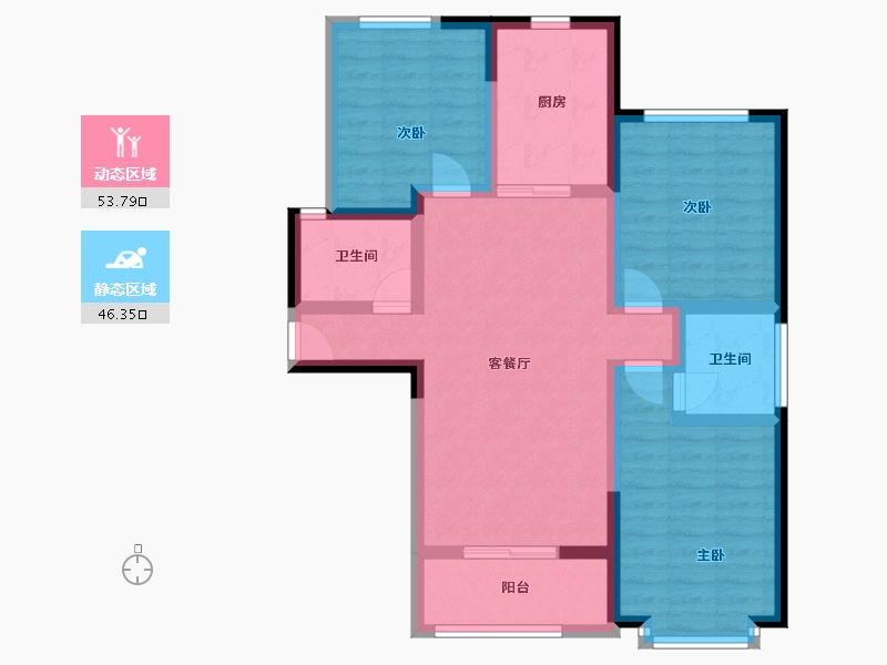 甘肃省-兰州市-瑞玲锦绣-94.60-户型库-动静分区