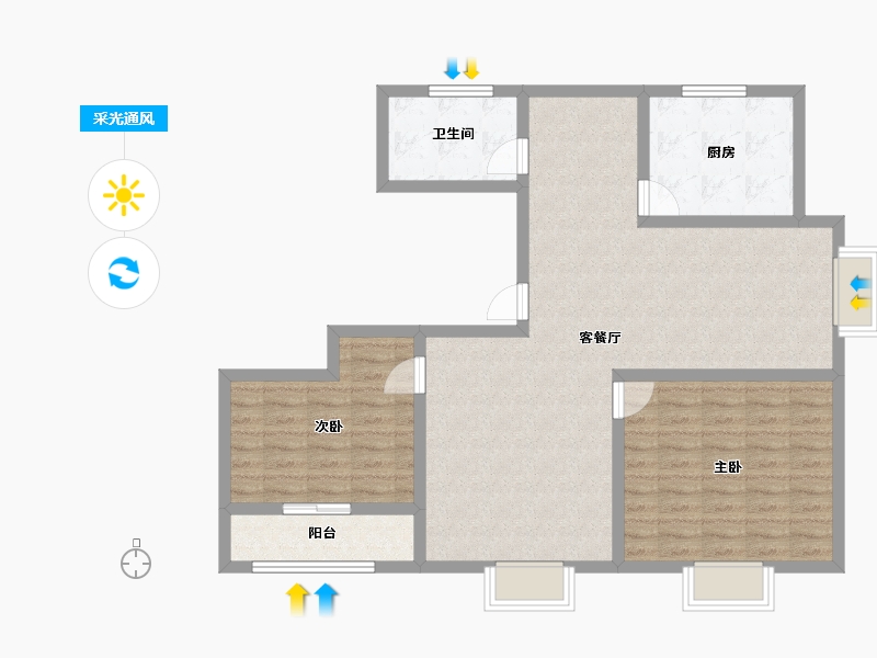 山东省-潍坊市-青云瑞景园.-96.00-户型库-采光通风