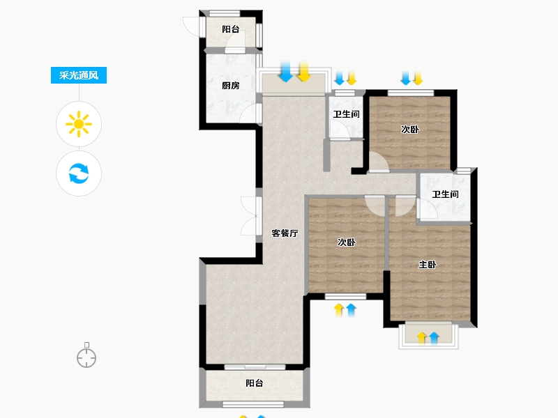 河南省-信阳市-日出东方卓悦-85.21-户型库-采光通风