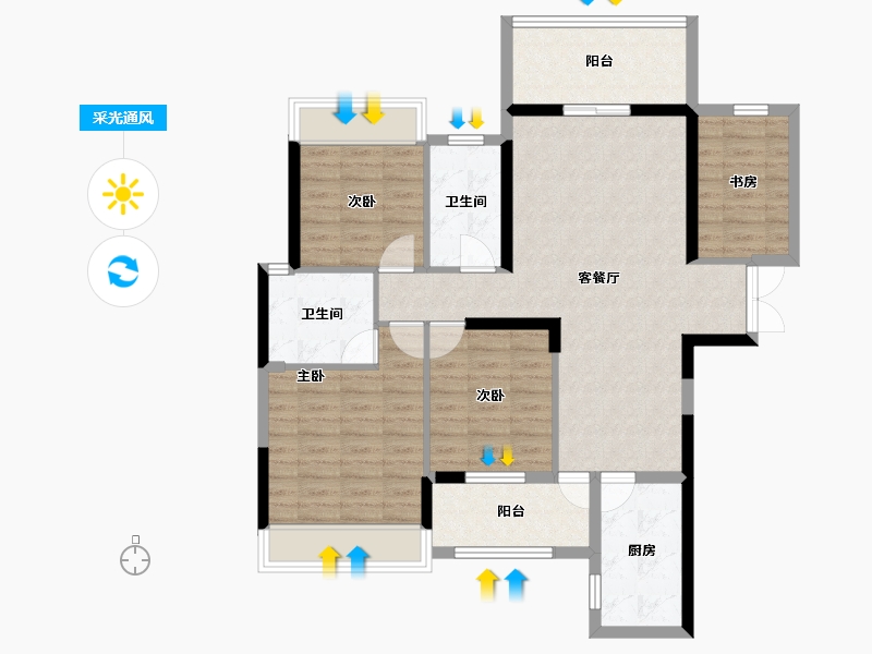 湖南省-衡阳市-利安雅颂居-99.07-户型库-采光通风