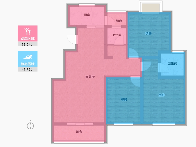 安徽省-六安市-前城紫荆庄园-87.36-户型库-动静分区