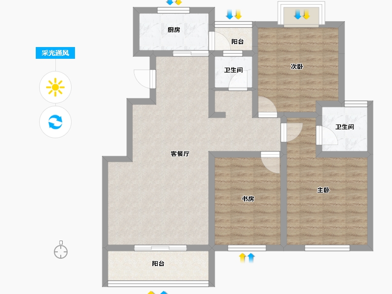 安徽省-六安市-前城紫荆庄园-87.36-户型库-采光通风