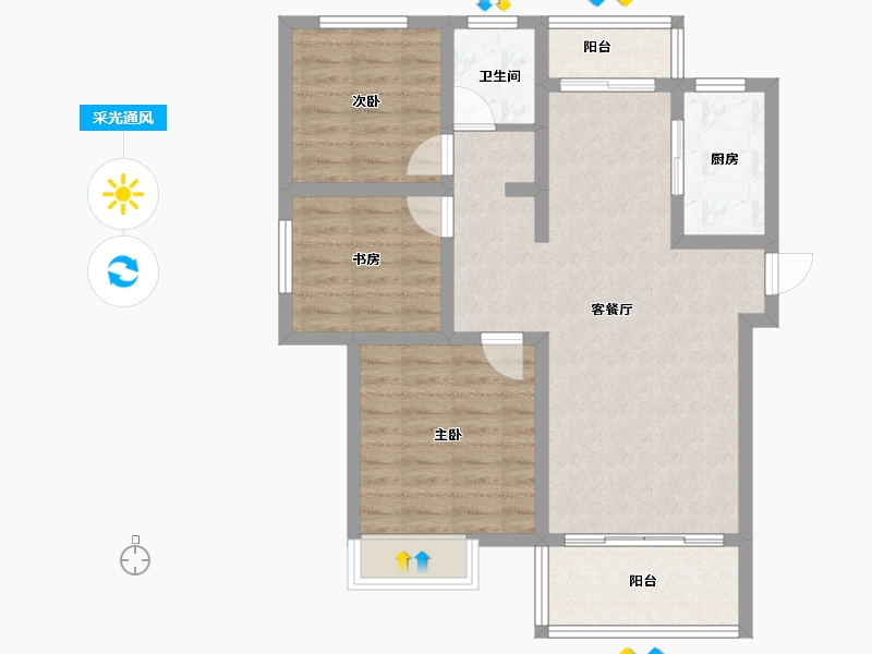 安徽省-六安市-前城紫荆庄园-79.43-户型库-采光通风