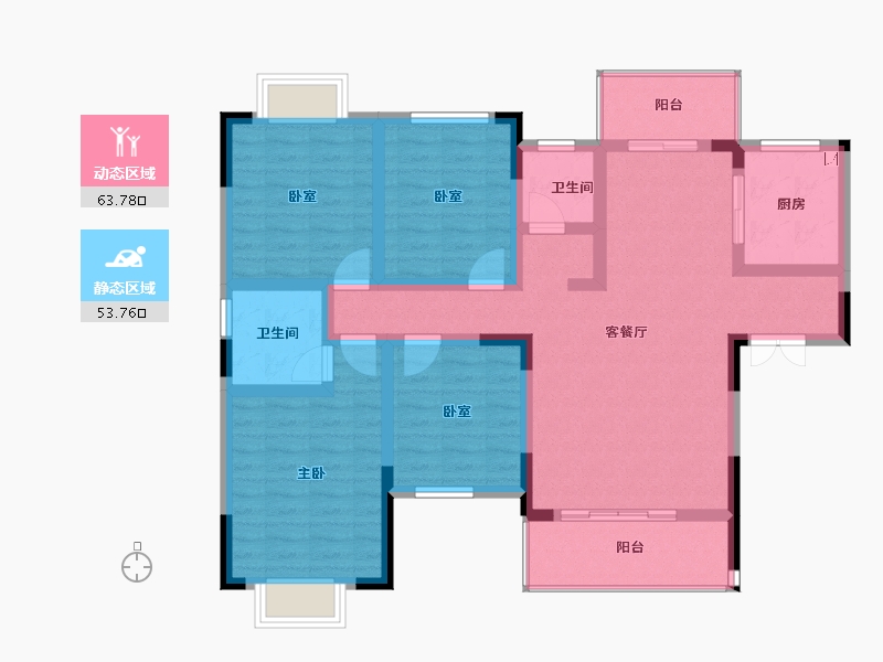 湖南省-怀化市-溆浦城北壹号-103.86-户型库-动静分区