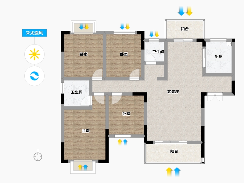 湖南省-怀化市-溆浦城北壹号-103.86-户型库-采光通风