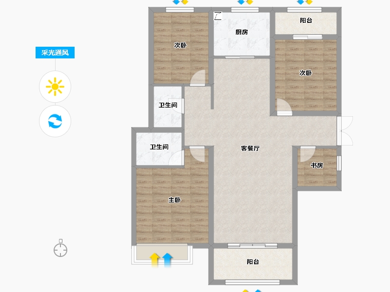 湖北省-黄石市-宏维天地-110.00-户型库-采光通风