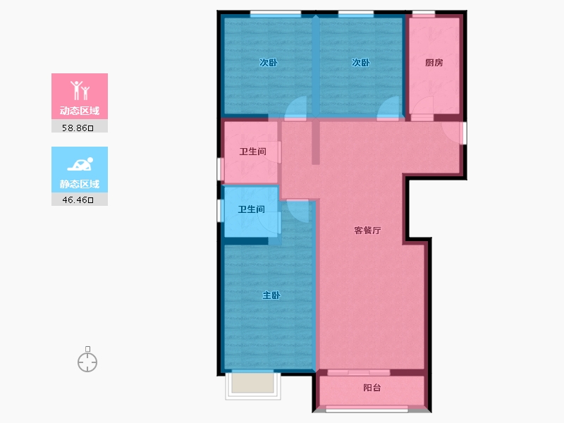 河北省-唐山市-六合骏府-93.56-户型库-动静分区