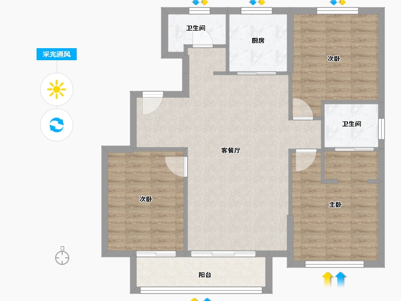 河北省-唐山市-均和宸玥府-87.59-户型库-采光通风