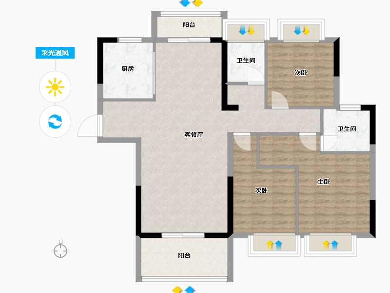 河南省-信阳市-尚亿公馆-101.47-户型库-采光通风