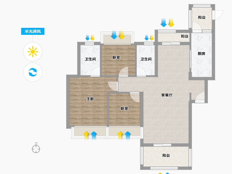 湖南省-衡阳市-印象春天-87.23-户型库-采光通风