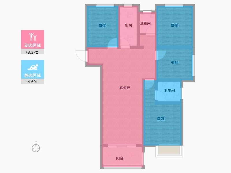 安徽省-六安市-前城紫荆庄园-81.85-户型库-动静分区