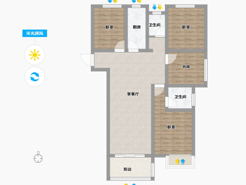 安徽省-六安市-前城紫荆庄园-81.85-户型库-采光通风