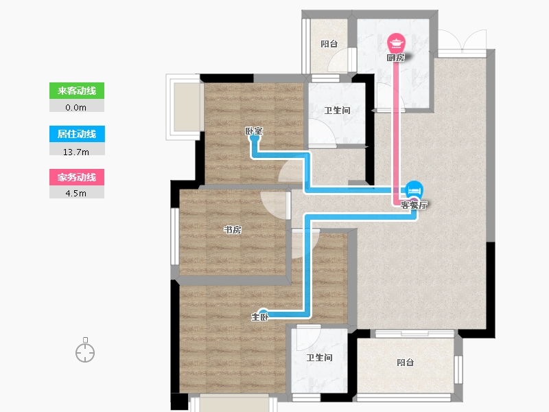 四川省-内江市-荣威·珑悦府-74.55-户型库-动静线