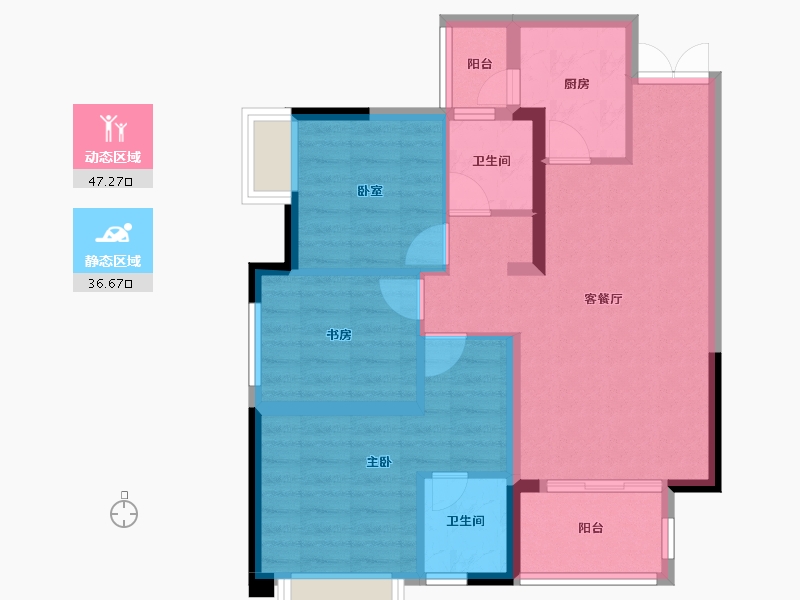 四川省-内江市-荣威·珑悦府-74.55-户型库-动静分区