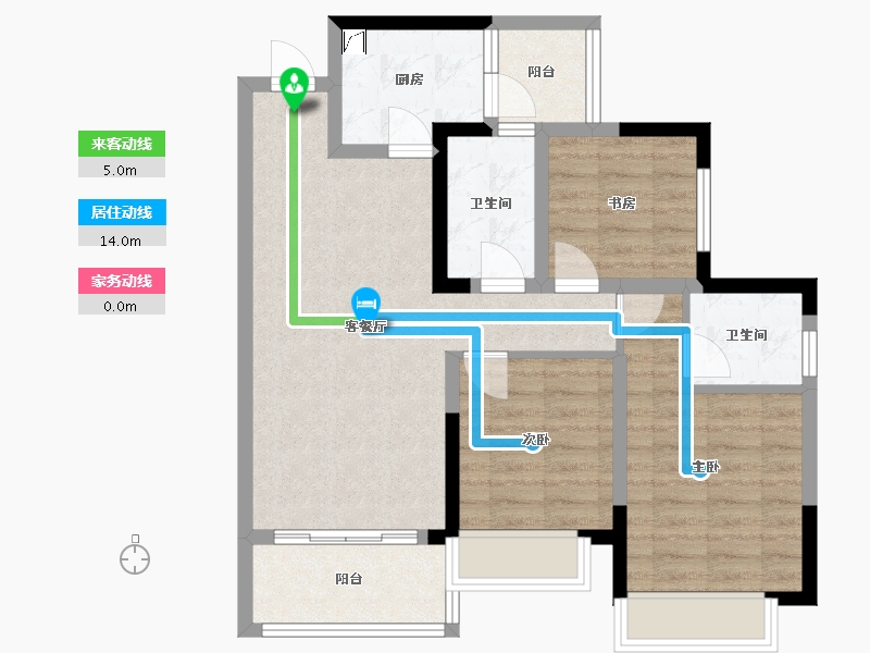 四川省-成都市-北辰鹿鸣院-80.77-户型库-动静线