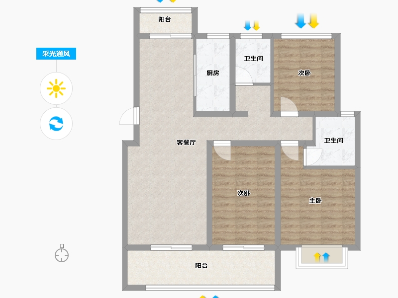 河南省-信阳市-翰林名门门新城国际-98.96-户型库-采光通风