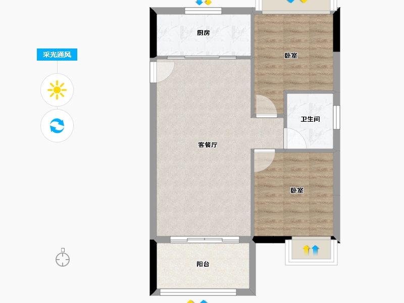 湖北省-咸宁市-碧桂园温泉城云熙山-60.48-户型库-采光通风