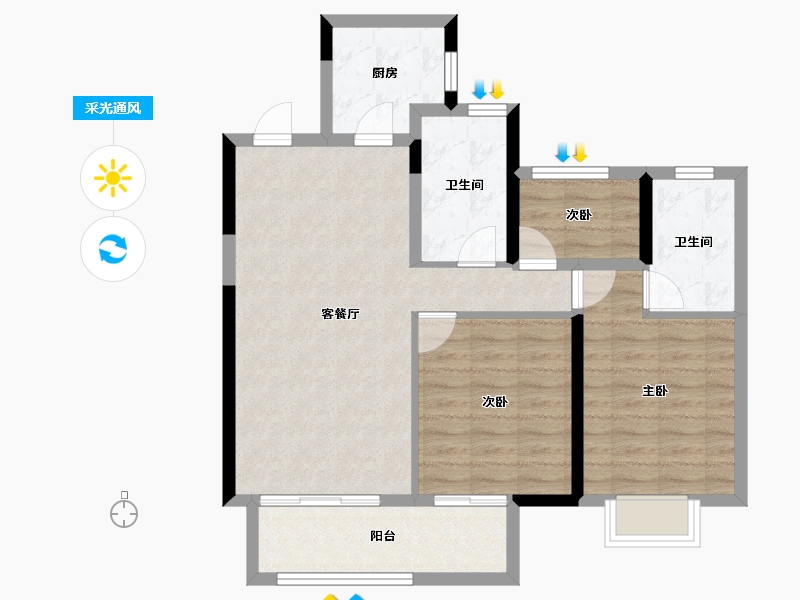 河南省-南阳市-蓝光芙蓉里-81.01-户型库-采光通风