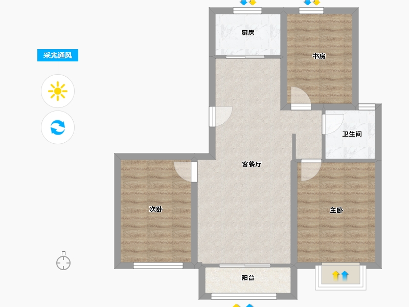 河北省-唐山市-凤凰·逸园-72.61-户型库-采光通风