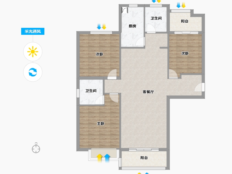 河南省-信阳市-温州城市花园-北区-109.00-户型库-采光通风