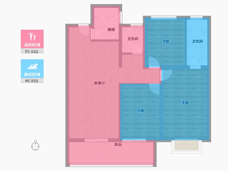 河南省-信阳市-翰林名门门新城国际-91.16-户型库-动静分区