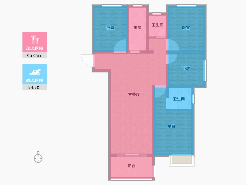 安徽省-六安市-前城紫荆庄园-101.61-户型库-动静分区