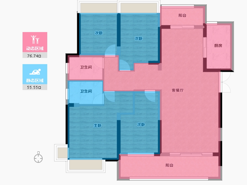 河南省-信阳市-信合公园壹号院-118.60-户型库-动静分区