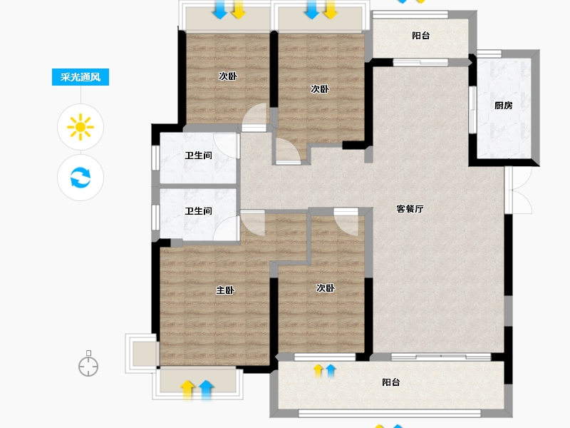 河南省-信阳市-信合公园壹号院-118.60-户型库-采光通风