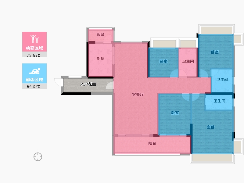 广东省-中山市-樱雪蓝悦湾-133.53-户型库-动静分区