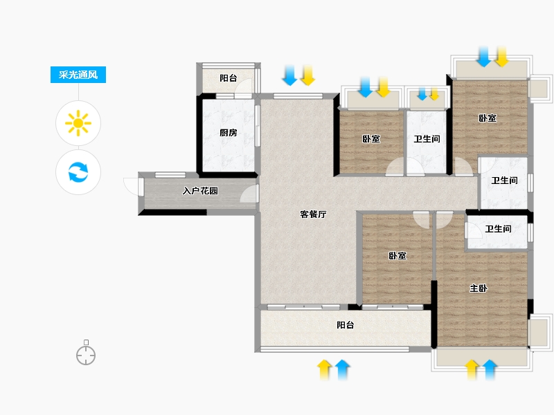 广东省-中山市-樱雪蓝悦湾-133.53-户型库-采光通风