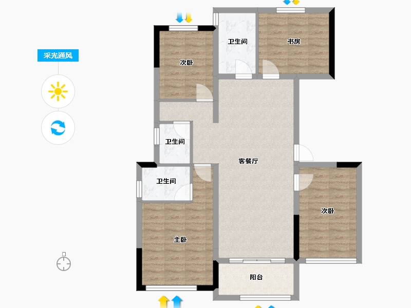 河南省-南阳市-南召国宾府-96.98-户型库-采光通风