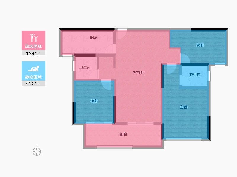 河南省-南阳市-盘联两相府-93.36-户型库-动静分区