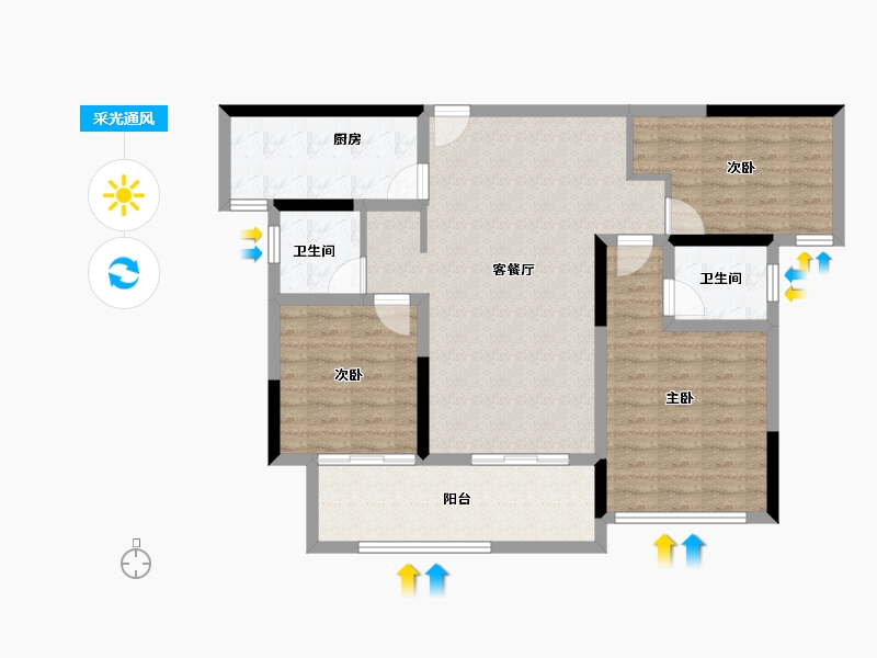 河南省-南阳市-盘联两相府-93.36-户型库-采光通风