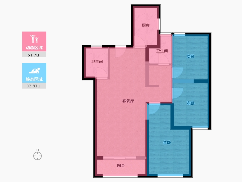 河北省-唐山市-六合骏府-74.61-户型库-动静分区