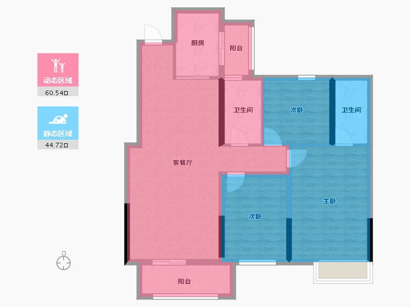 湖南省-娄底市-吉大汉珠山府-93.96-户型库-动静分区