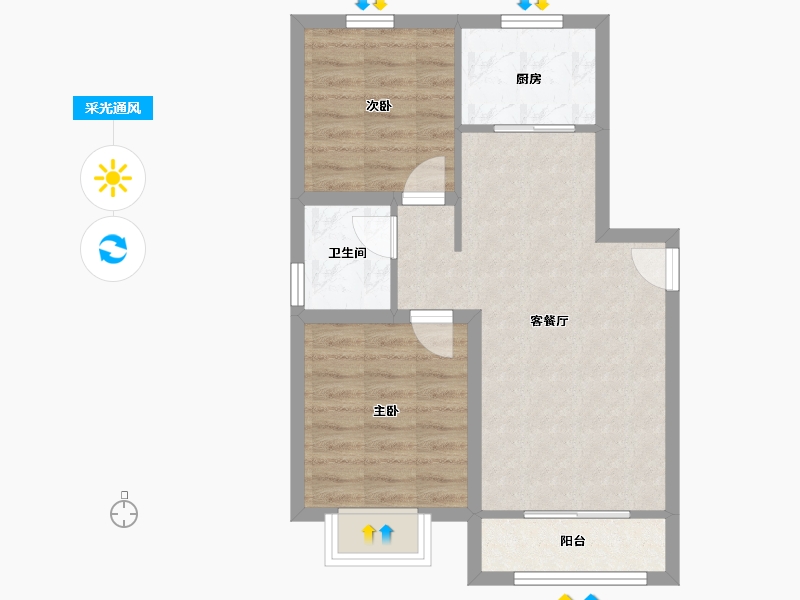 河北省-唐山市-凤凰·逸园-56.86-户型库-采光通风