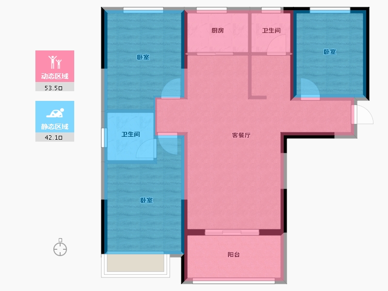 河南省-洛阳市-京熙帝景3期-85.46-户型库-动静分区