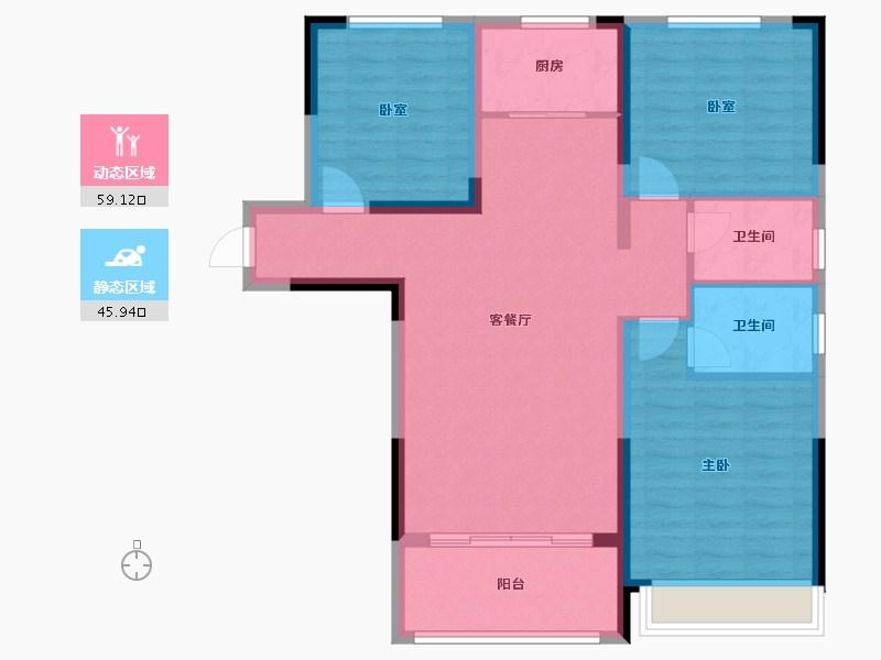 河南省-洛阳市-京熙帝景3期-94.59-户型库-动静分区