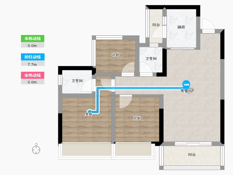 四川省-内江市-远达世纪城-65.00-户型库-动静线