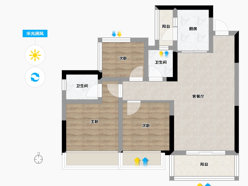 四川省-内江市-远达世纪城-65.00-户型库-采光通风