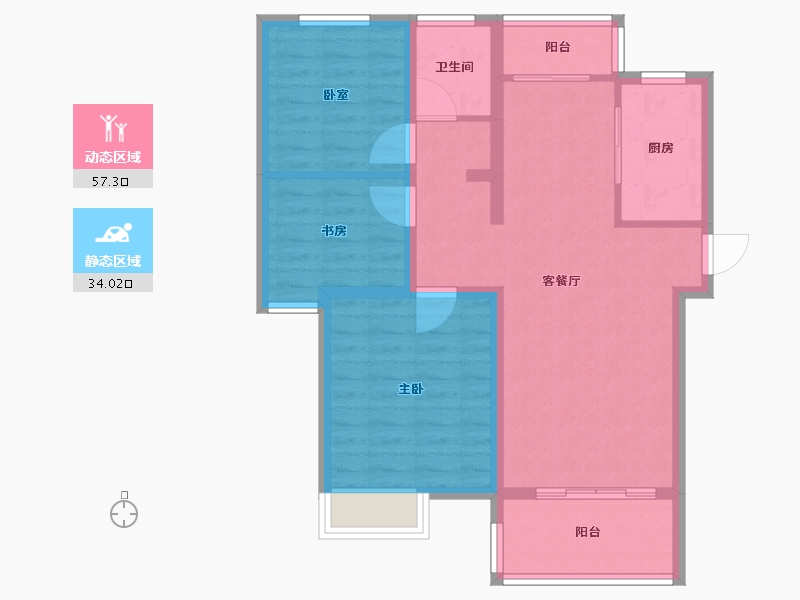 安徽省-六安市-前城紫荆庄园-81.60-户型库-动静分区