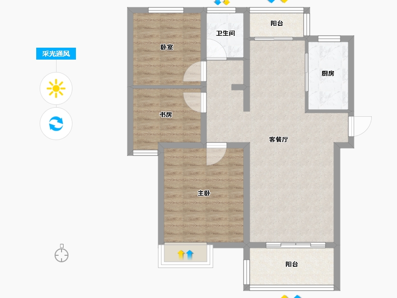 安徽省-六安市-前城紫荆庄园-81.60-户型库-采光通风