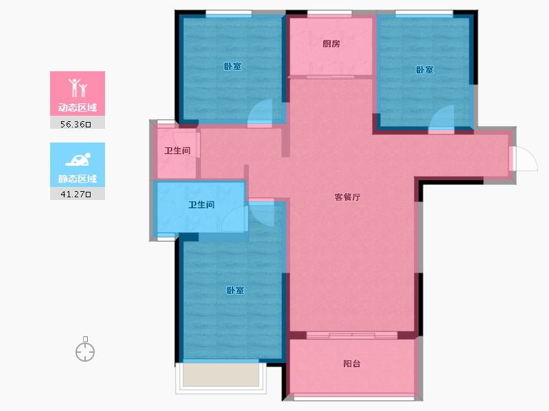 河南省-洛阳市-京熙帝景3期-86.78-户型库-动静分区