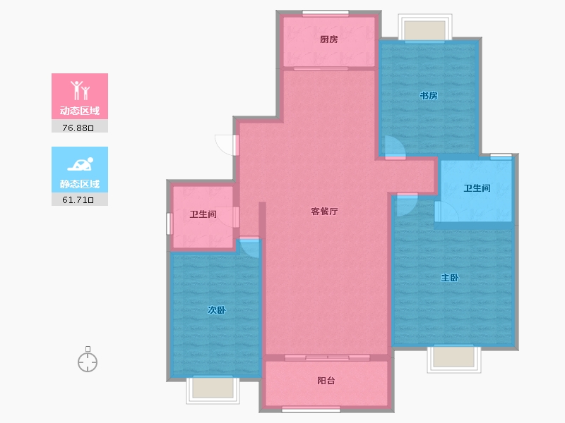 内蒙古自治区-乌兰察布市-兴泰·锦绣华城二期-125.13-户型库-动静分区